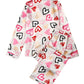 Multi-Color Heart Print Satin Pajama Set