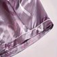 Purple Satin Pajama Shorts Set with Heart Print