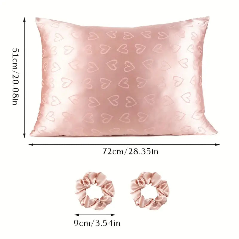 Heart Jacquard Satin Pillowcase Set