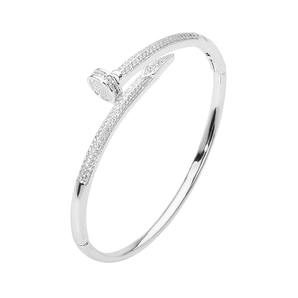 Cz Stone Paved Nailhead Bangle Bracelet