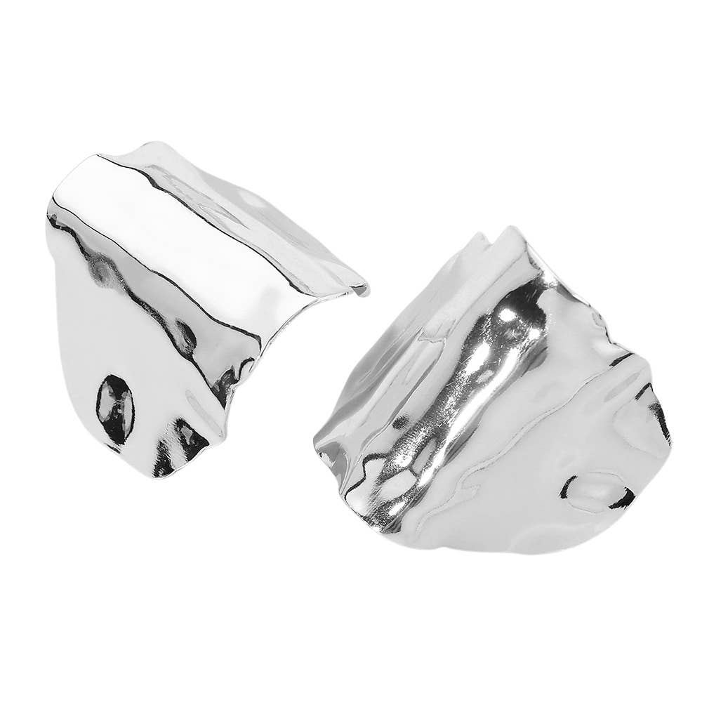 Bold Sculptural Wavy Metal Statement Earrings