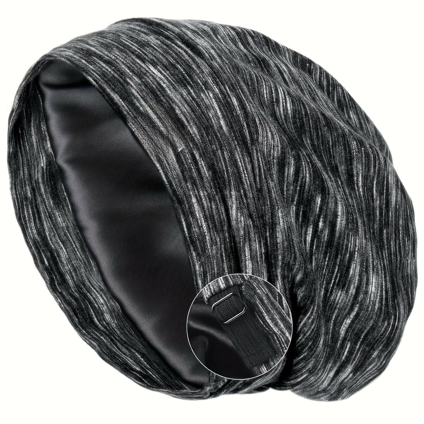 Satin-Lined Slouchy Beanie | Mixed Dark Grey