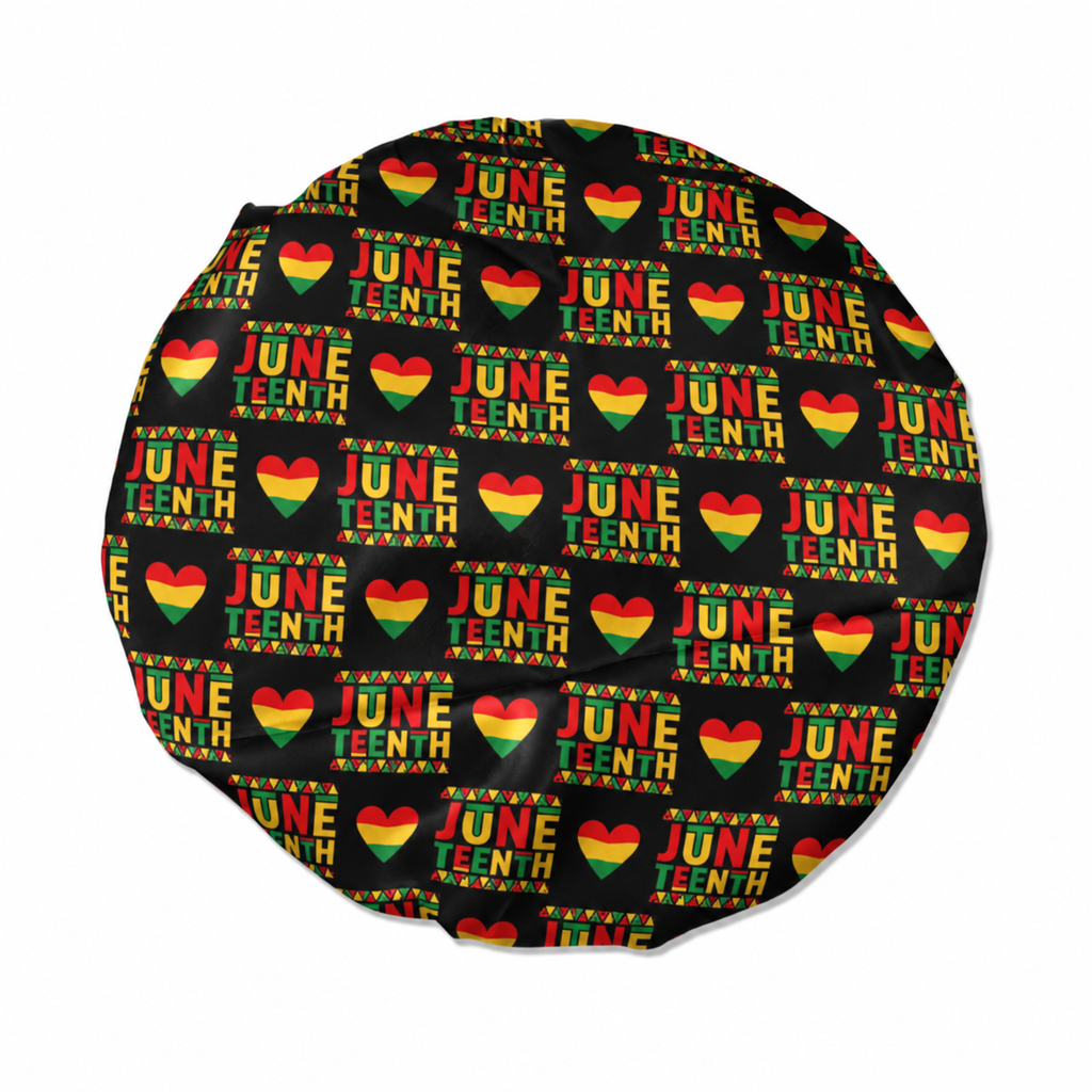 Juneteenth 1865 Satin Bonnet | satin bonnet for natural, curly hair and braids by NuAira - product detail