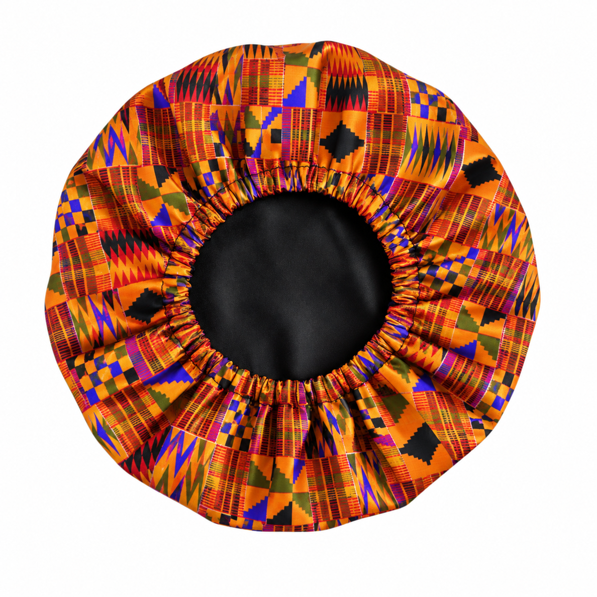 Kente Cloth Satin Bonnet | satin bonnet for natural, curly hair and braids by NuAira - additional view