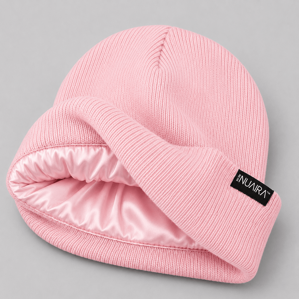 Kids Satin Lined Winter Beanie Hat – Cozy, Hair-Protective & Warm - NuAira