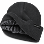 Luxury Adult Satin Lined Grey Winter Beanie Hat - NuAira
