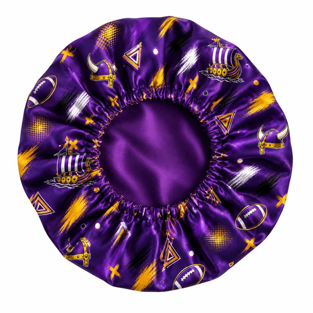 Minnesota Football Satin Bonnet | satin bonnet for natural, curly hair and braids by NuAira - additional view