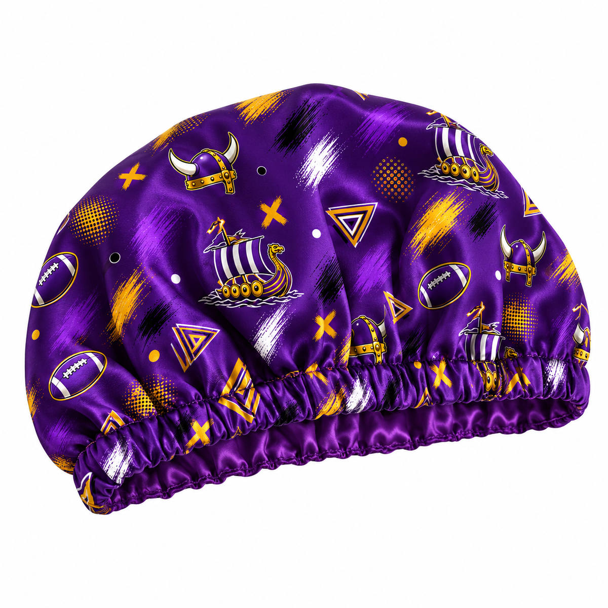 Minnesota Football Satin Bonnet | satin bonnet for natural, curly hair and braids by NuAira - alternate angle