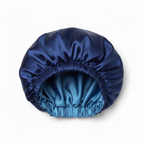 Navy and baby blue reversible bonnet sleep cap for protecting natural hair
