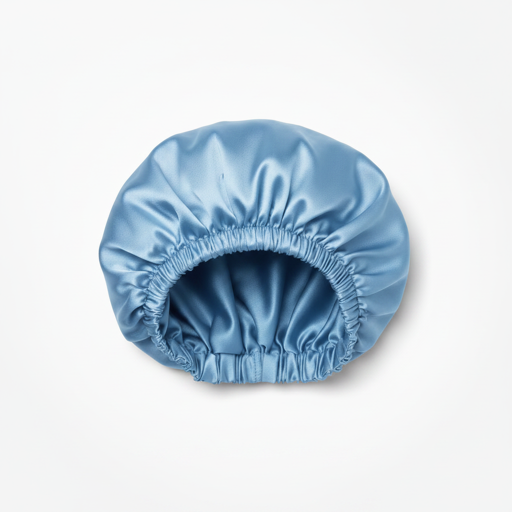 NuAira solid baby blue double-layer satin bonnet with blue lining – protective hair bonnet for natural hair and locs