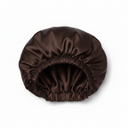 NuAira solid brown double-layer satin bonnet with brown lining – protective hair bonnet for curly hair and braids