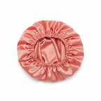 NuAira solid coral double-layer satin bonnet with coral lining – protective hair bonnet for natural hair