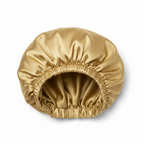 NuAira solid gold double-layer satin bonnet with gold lining – protective hair bonnet for natural hair and braids