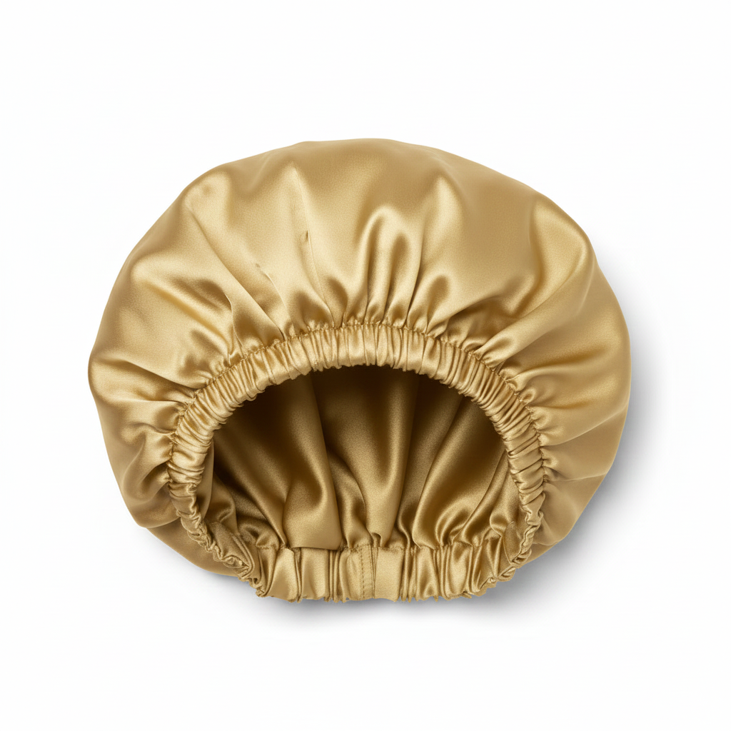 NuAira solid gold double-layer satin bonnet with gold lining – protective hair bonnet for natural hair and braids