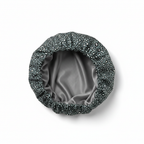 NuAira grey leopard print double-layer satin bonnet – protective hair bonnet for locs, braids and natural hair