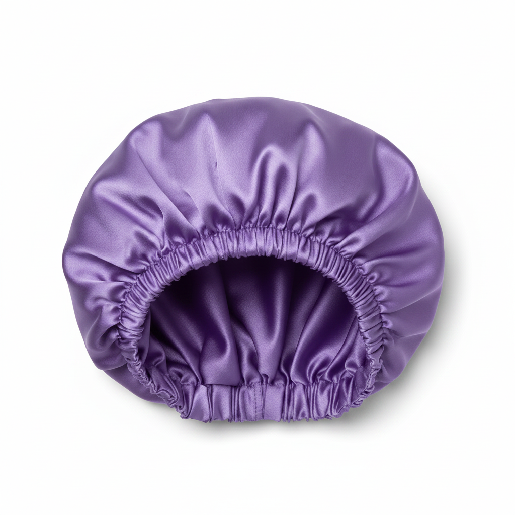 NuAira solid lilac double-layer satin bonnet with lilac lining – protective hair bonnet for locs and natural hair