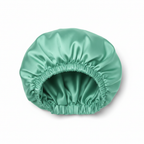 NuAira solid mint green double-layer satin bonnet with mint lining – protective hair bonnet for curly hair
