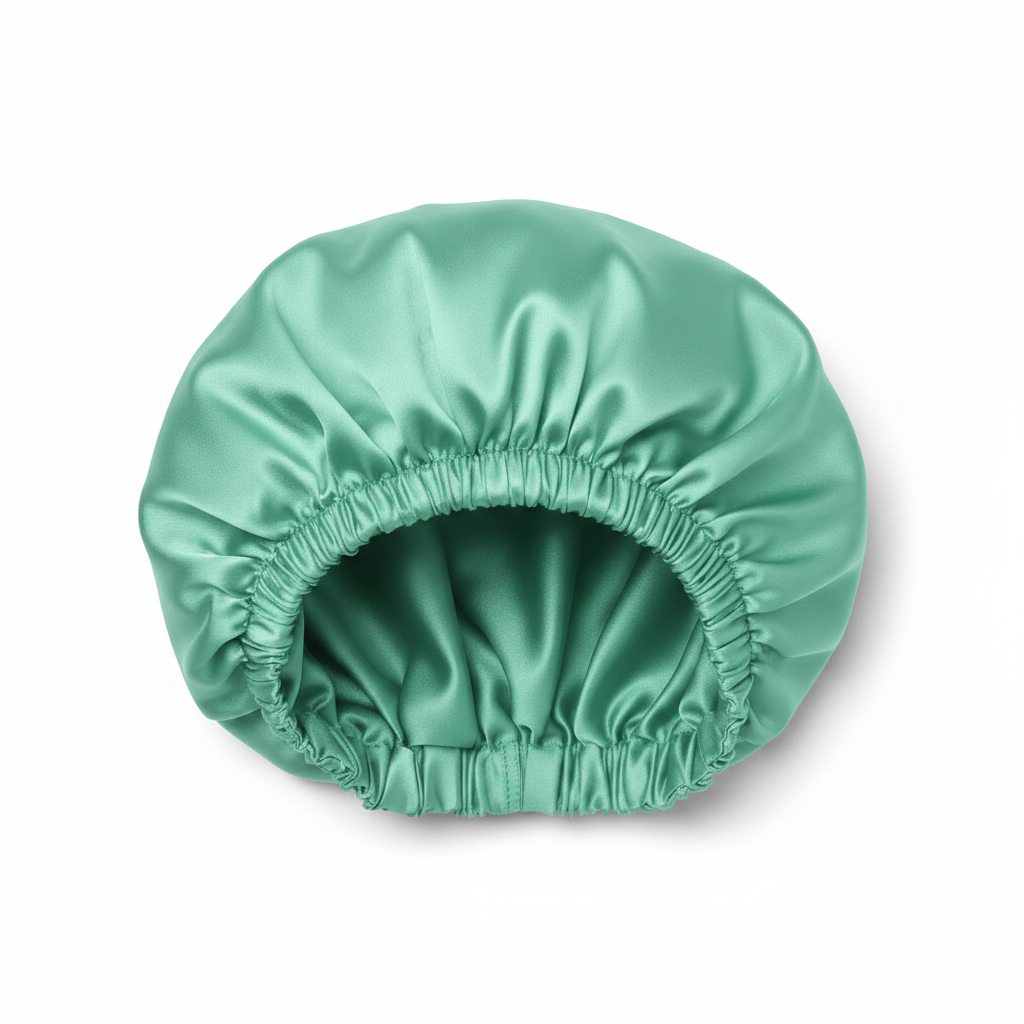 NuAira solid mint green double-layer satin bonnet with mint lining – protective hair bonnet for curly hair
