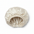 NuAira solid off white double-layer satin bonnet with white lining – protective hair bonnet for curly hair and locs