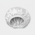 NuAira solid white double-layer satin bonnet with white lining – protective hair bonnet for curly hair and locs