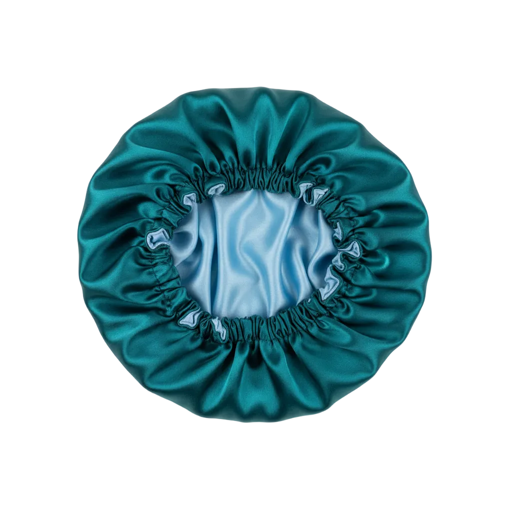 Teal and light blue reversible bonnet