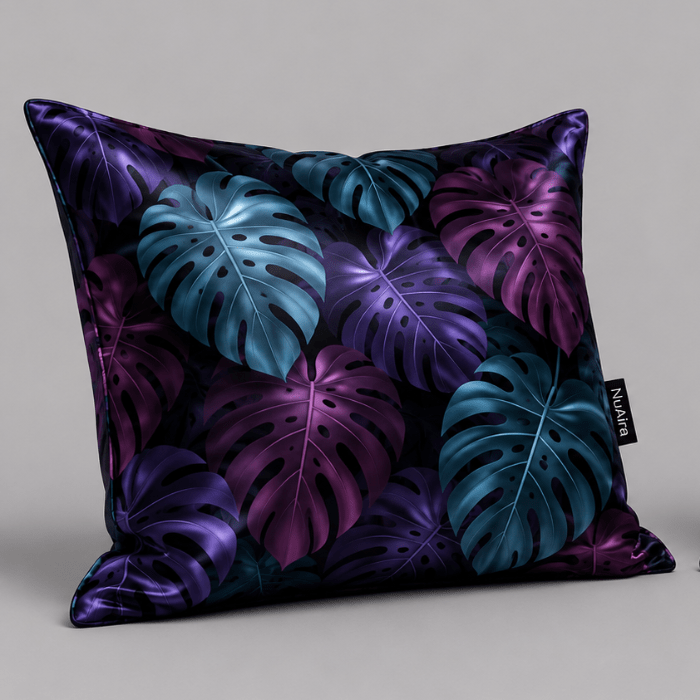 Tropical Monstera Leaf Luxe Satin Pillowcase - NuAira