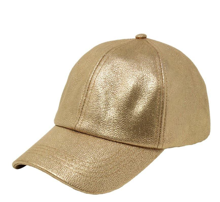 Gold Shimmery PU Leather (Satin-Lined) Cap - NuAira