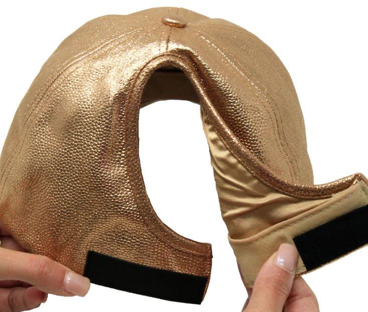 Gold Shimmery PU Leather (Satin-Lined) Cap - NuAira